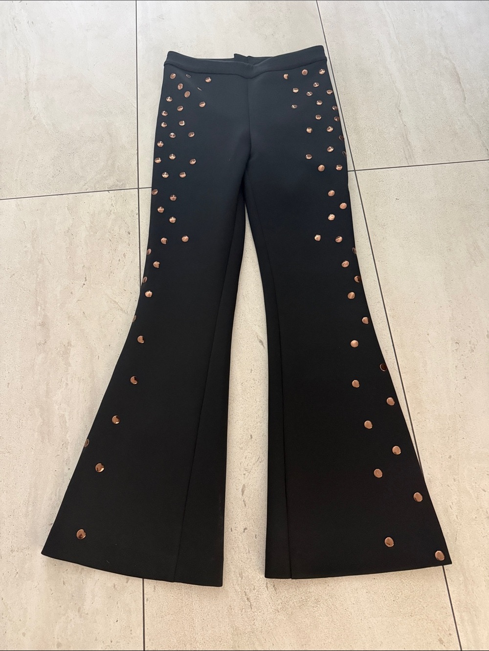 Cynthia Rowley Black Flared Pants with Copper Studs
